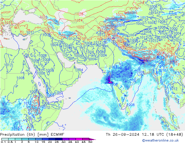 Z500/Rain (+SLP)/Z850 ECMWF Qui 26.09.2024 18 UTC