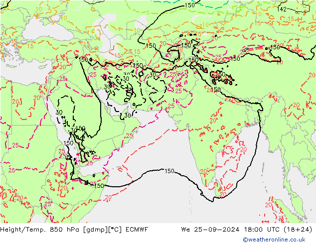 Z500/Rain (+SLP)/Z850 ECMWF Qua 25.09.2024 18 UTC