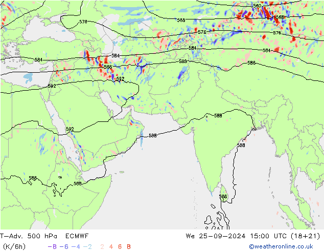 T-Adv. 500 гПа ECMWF ср 25.09.2024 15 UTC