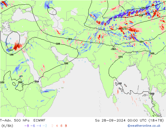 T-Adv. 500 hPa ECMWF Sáb 28.09.2024 00 UTC