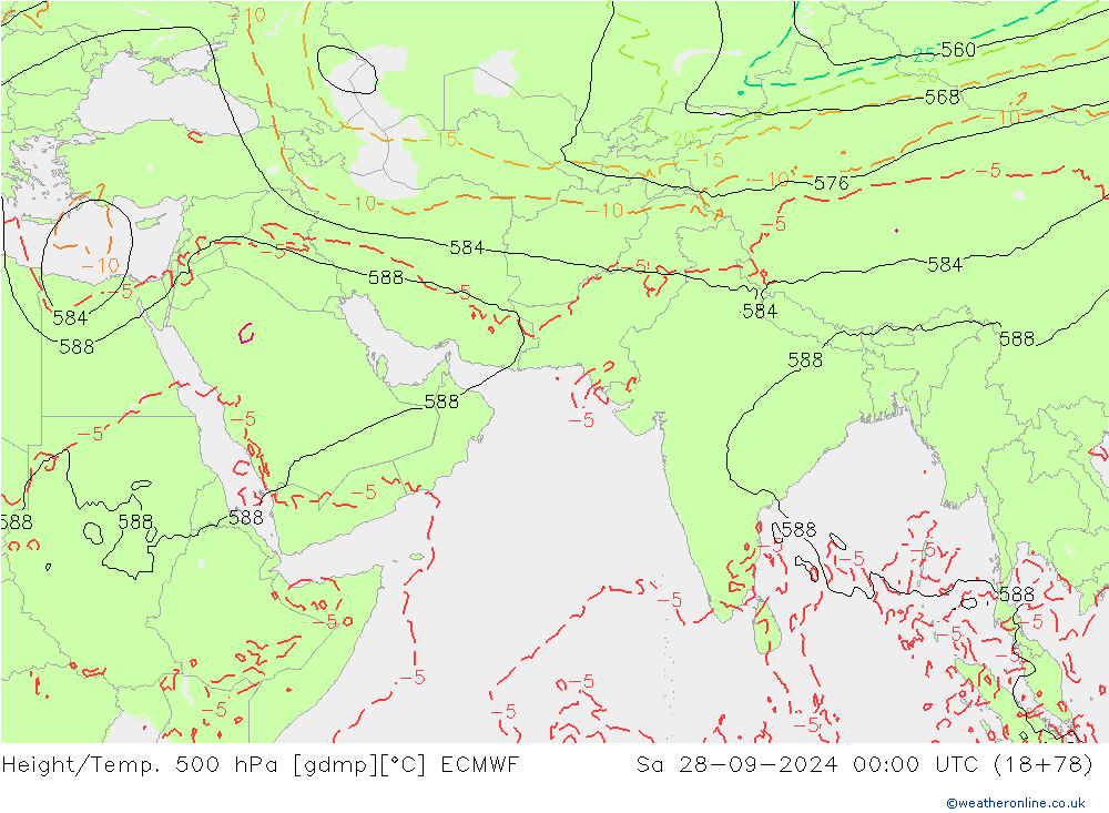 Z500/Yağmur (+YB)/Z850 ECMWF Cts 28.09.2024 00 UTC