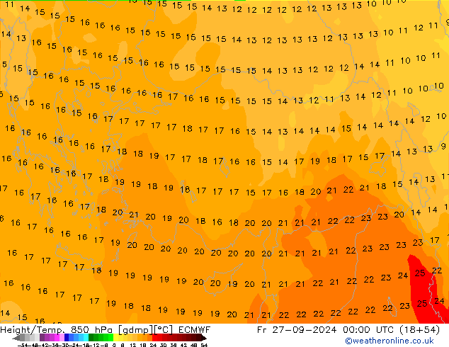 Z500/Yağmur (+YB)/Z850 ECMWF Cu 27.09.2024 00 UTC