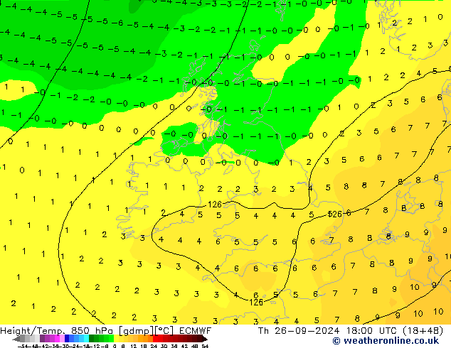 Z500/Rain (+SLP)/Z850 ECMWF gio 26.09.2024 18 UTC