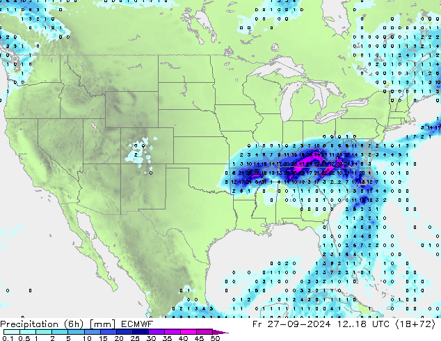 Z500/Rain (+SLP)/Z850 ECMWF Fr 27.09.2024 18 UTC