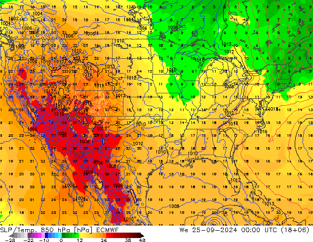 SLP/Temp. 850 hPa ECMWF Mi 25.09.2024 00 UTC