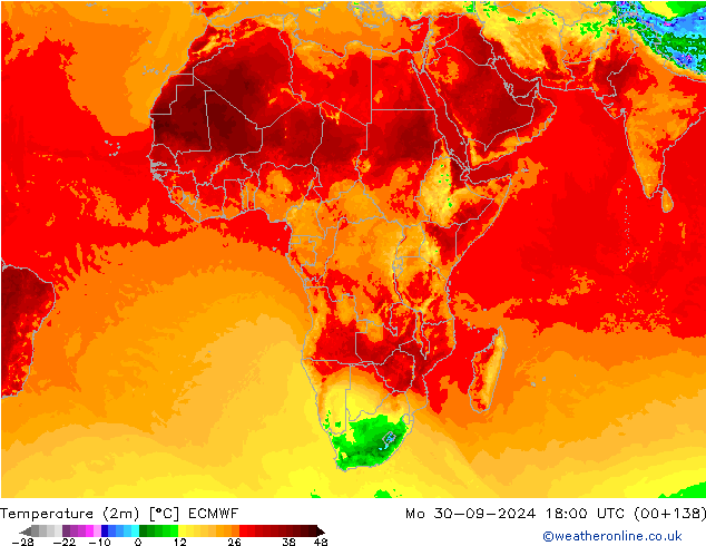 Temperatura (2m) ECMWF lun 30.09.2024 18 UTC