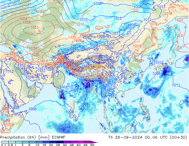 Z500/Rain (+SLP)/Z850 ECMWF jeu 26.09.2024 06 UTC