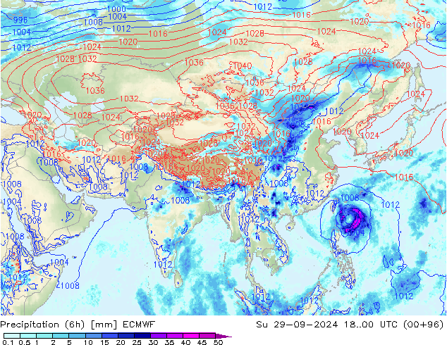 Z500/Rain (+SLP)/Z850 ECMWF Вс 29.09.2024 00 UTC