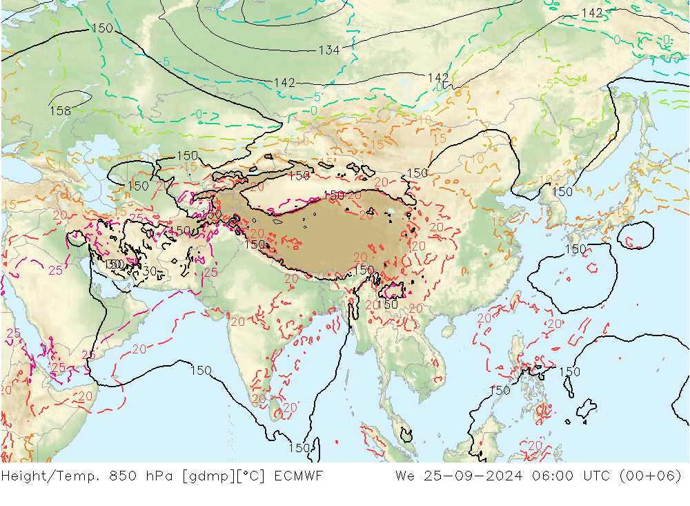 Z500/Rain (+SLP)/Z850 ECMWF mié 25.09.2024 06 UTC