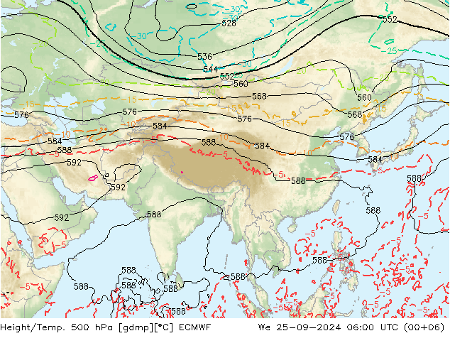 Z500/Rain (+SLP)/Z850 ECMWF We 25.09.2024 06 UTC