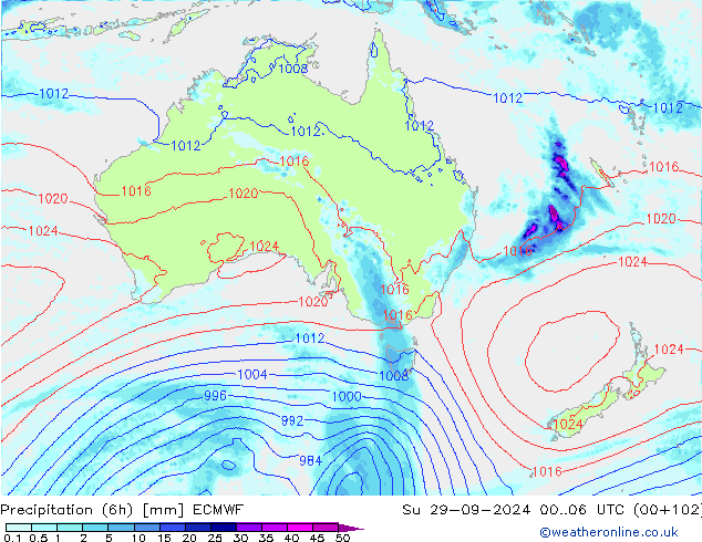 Precipitación (6h) ECMWF dom 29.09.2024 06 UTC