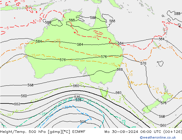 Z500/Rain (+SLP)/Z850 ECMWF Mo 30.09.2024 06 UTC