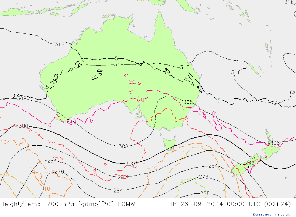 Height/Temp. 700 hPa ECMWF gio 26.09.2024 00 UTC