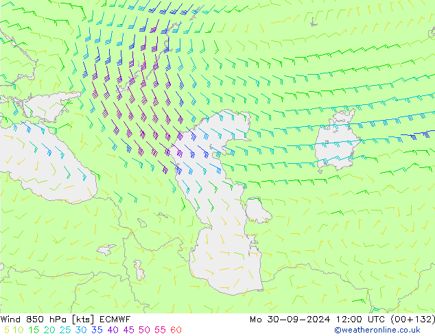 Vent 850 hPa ECMWF lun 30.09.2024 12 UTC