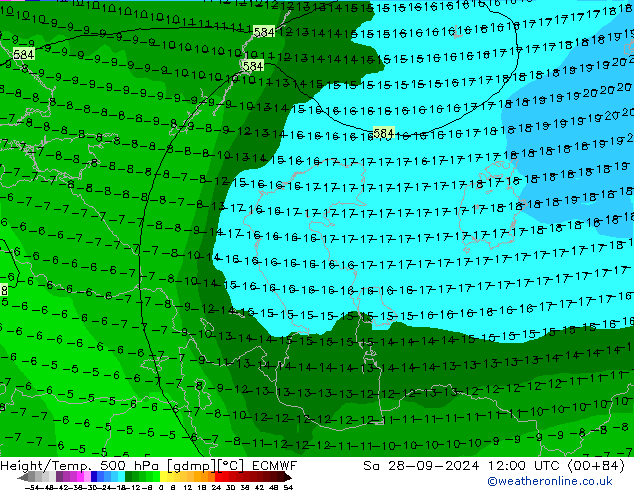 Z500/Rain (+SLP)/Z850 ECMWF сб 28.09.2024 12 UTC