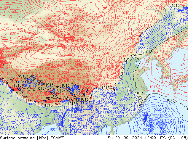 Pressione al suolo ECMWF dom 29.09.2024 12 UTC