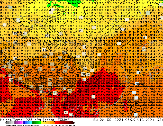 Height/Temp. 925 hPa ECMWF Su 29.09.2024 06 UTC