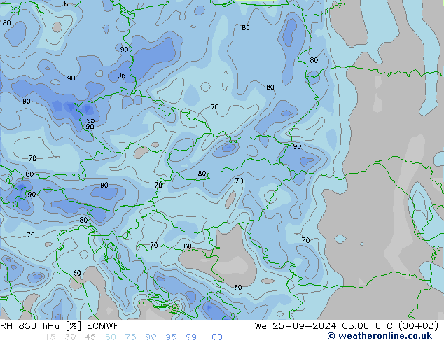 RH 850 hPa ECMWF  25.09.2024 03 UTC