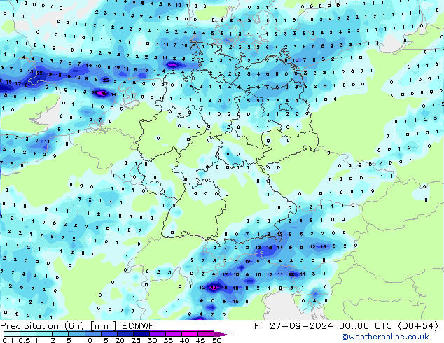 Z500/Rain (+SLP)/Z850 ECMWF ven 27.09.2024 06 UTC