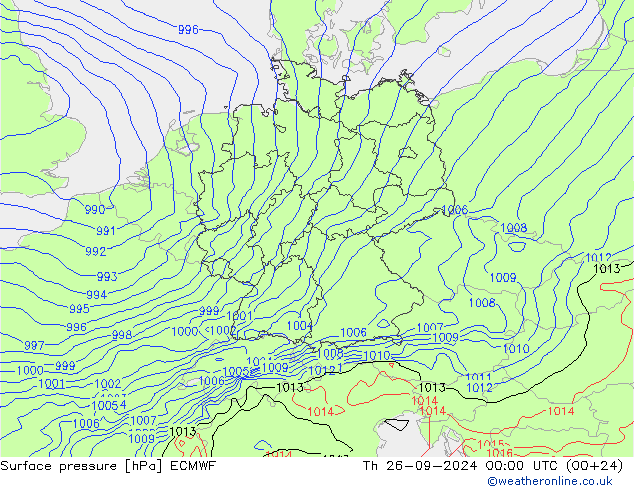 Surface pressure ECMWF Th 26.09.2024 00 UTC