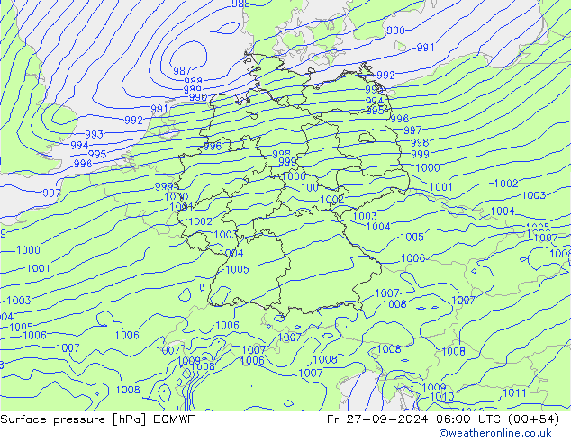 Pressione al suolo ECMWF ven 27.09.2024 06 UTC