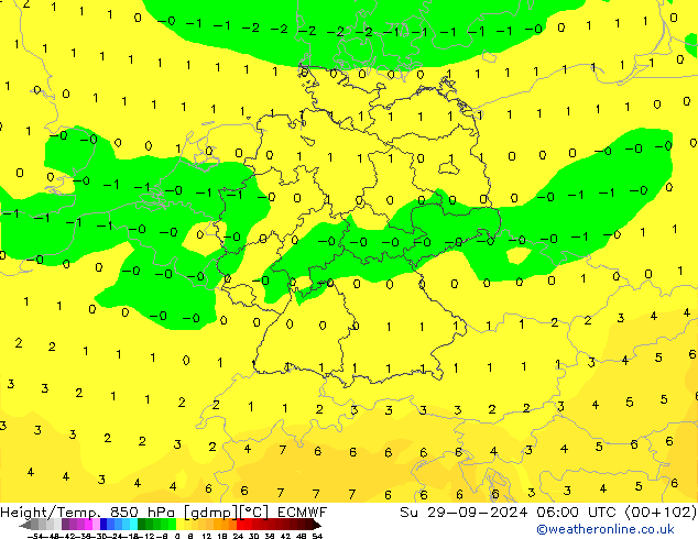 Géop./Temp. 850 hPa ECMWF dim 29.09.2024 06 UTC