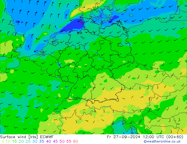  10 m ECMWF  27.09.2024 12 UTC