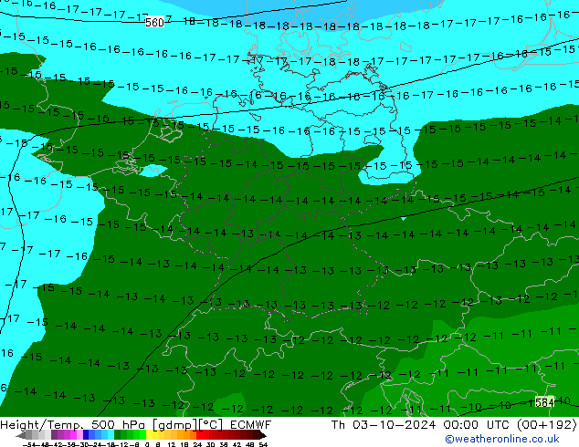 Z500/Rain (+SLP)/Z850 ECMWF gio 03.10.2024 00 UTC