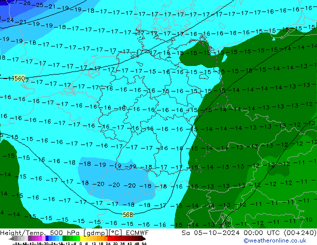 Height/Temp. 500 гПа ECMWF сб 05.10.2024 00 UTC