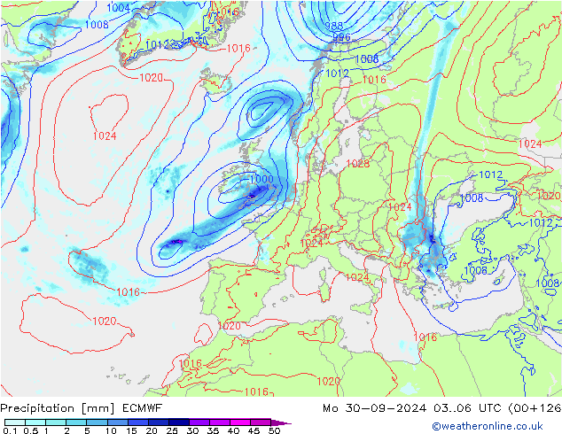 осадки ECMWF пн 30.09.2024 06 UTC