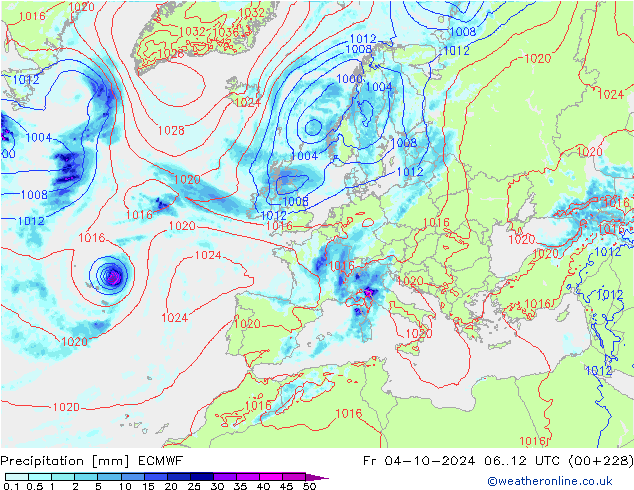 осадки ECMWF пт 04.10.2024 12 UTC