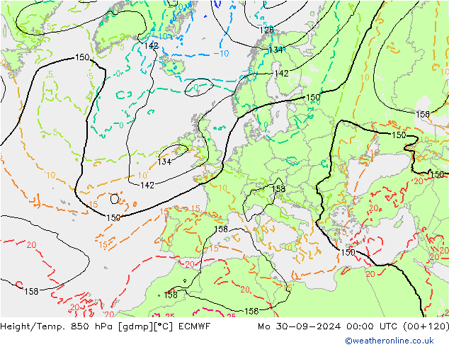 Height/Temp. 850 hPa ECMWF  30.09.2024 00 UTC