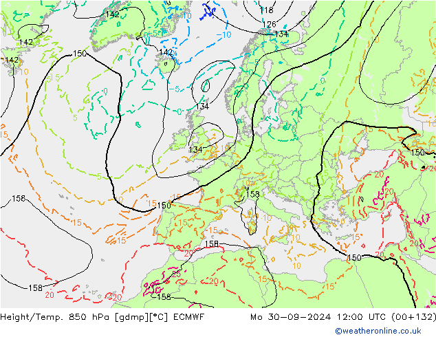 Z500/Rain (+SLP)/Z850 ECMWF пн 30.09.2024 12 UTC