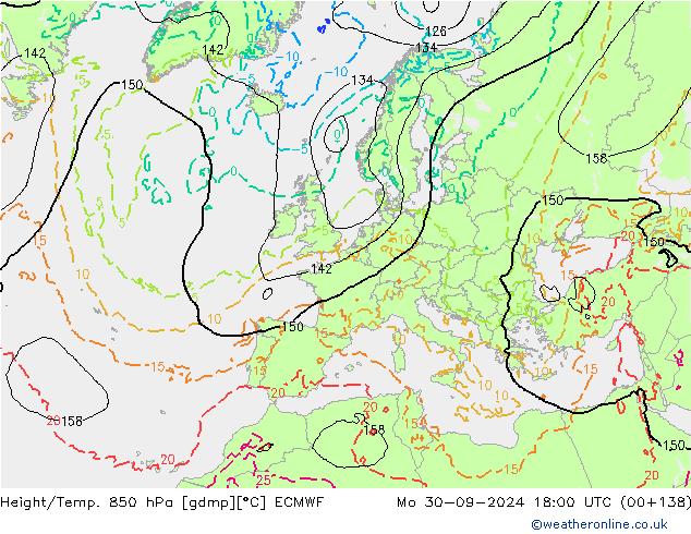 Z500/Rain (+SLP)/Z850 ECMWF lun 30.09.2024 18 UTC