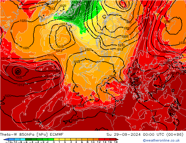 Theta-W 850hPa ECMWF Su 29.09.2024 00 UTC