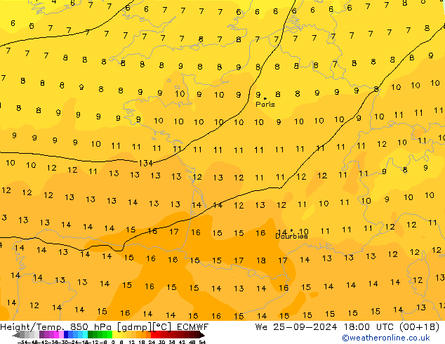 Z500/Rain (+SLP)/Z850 ECMWF Mi 25.09.2024 18 UTC