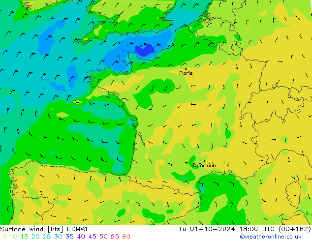  10 m ECMWF  01.10.2024 18 UTC