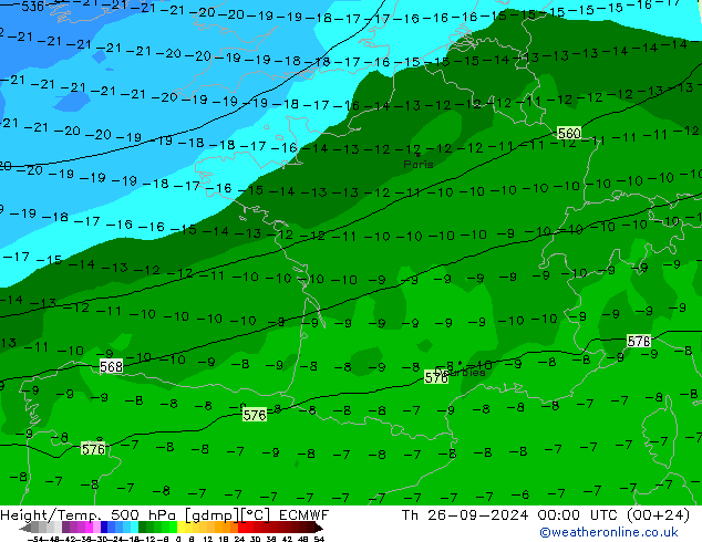 Z500/Rain (+SLP)/Z850 ECMWF  26.09.2024 00 UTC