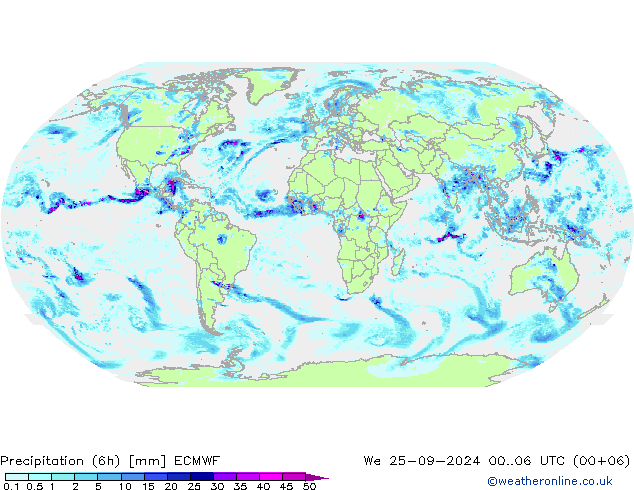 Z500/Rain (+SLP)/Z850 ECMWF mer 25.09.2024 06 UTC