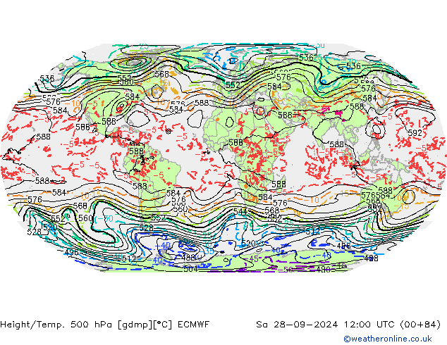 Z500/Rain (+SLP)/Z850 ECMWF Sa 28.09.2024 12 UTC