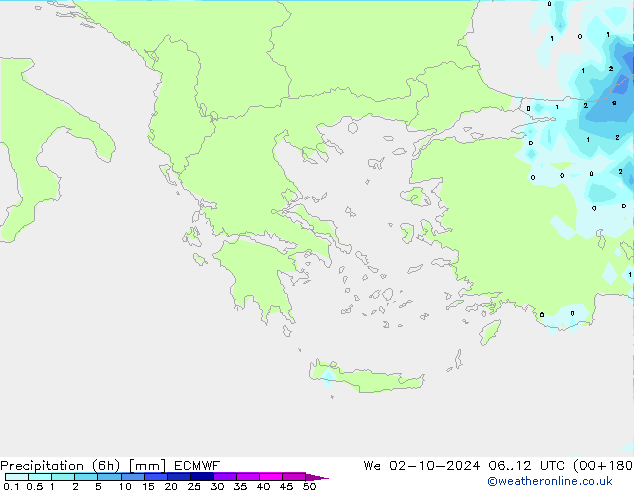 Z500/Yağmur (+YB)/Z850 ECMWF Çar 02.10.2024 12 UTC