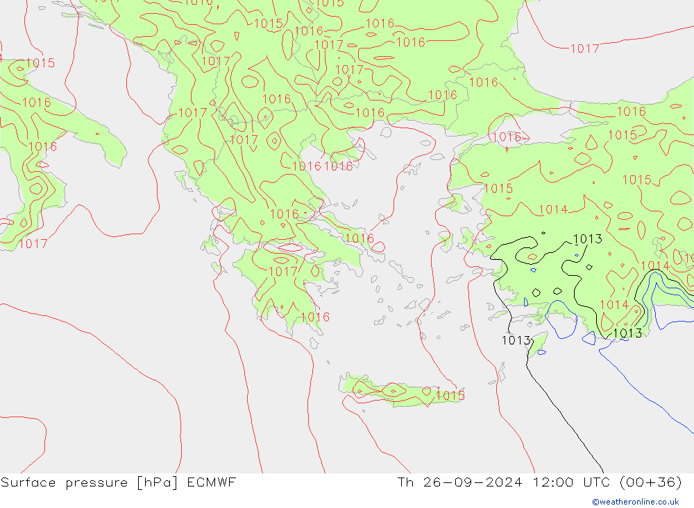 Yer basıncı ECMWF Per 26.09.2024 12 UTC