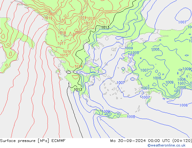 pression de l'air ECMWF lun 30.09.2024 00 UTC