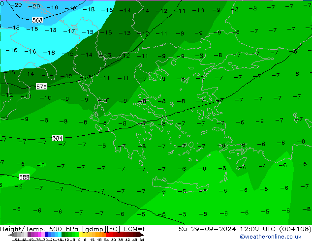 Z500/Rain (+SLP)/Z850 ECMWF Su 29.09.2024 12 UTC