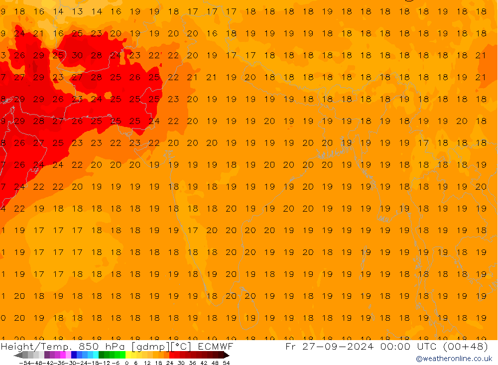 Z500/Rain (+SLP)/Z850 ECMWF пт 27.09.2024 00 UTC