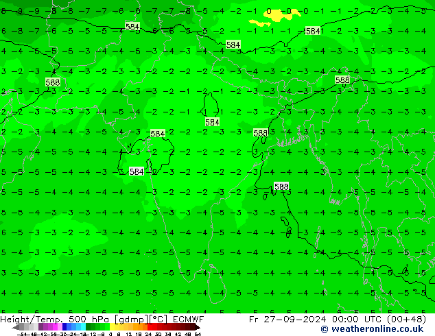 Z500/Rain (+SLP)/Z850 ECMWF pt. 27.09.2024 00 UTC