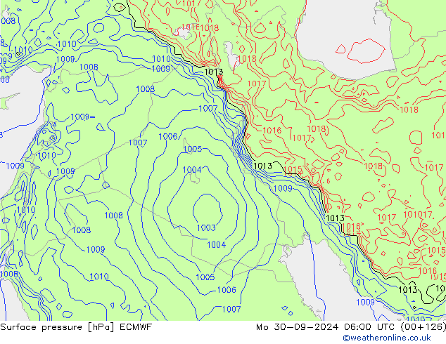 Surface pressure ECMWF Mo 30.09.2024 06 UTC