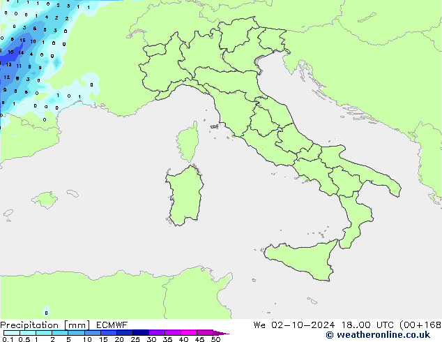 Srážky ECMWF St 02.10.2024 00 UTC