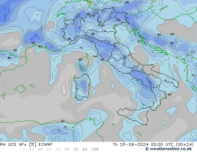 RV 925 hPa ECMWF do 26.09.2024 00 UTC