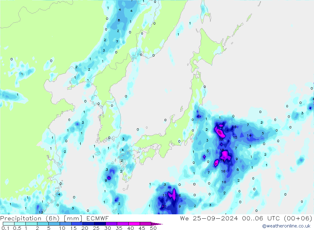 opad (6h) ECMWF śro. 25.09.2024 06 UTC